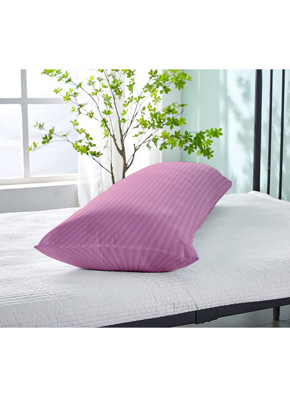 Krude 100% Polyester 85 GSM Microfiber 1 cm Stripe Super Soft Long Body Pillow, Baby Pink