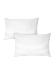 Hotel Linen Klub 2-Piece 250Tc Sateen Stripe Pillow Set, White