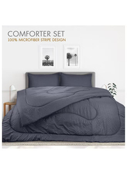 Hotel Linen Klub 3-Piece Comforter Set, 1 Comforter + 1 Flat Sheet + 1 Pillow Covers, Single, Dark Grey