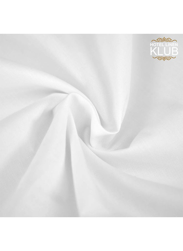 Hotel Linen Klub 100% Cotton 233TC Down Proof Fabric with Piping and 4 Highly Elastic Bands 500GSM Soft and Firm Fiber Mattress Topper, King, White