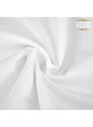 Hotel Linen Klub 100% Cotton 233TC Down Proof Fabric with Piping and 4 Highly Elastic Bands 500GSM Soft and Firm Fiber Mattress Topper, King, White