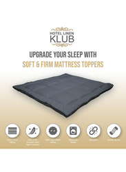 Hotel Linen Klub 85GSM Microfiber Stripe Super Soft Mattress Topper with Extra Thick Fibersheet and Highly Elastic Bands, Queen, Dark Grey