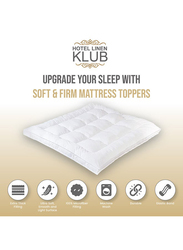 Hotel Linen Klub 100% Cotton 233TC Down Proof Fabric with Piping and 4 Highly Elastic Bands 500GSM Soft and Firm Fiber Mattress Topper, King, White