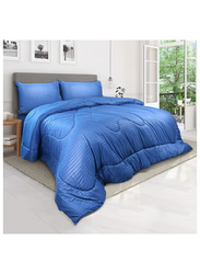 Hotel Linen Klub 3-Piece Comforter Set, 1 Comforter + 1 Flat Sheet + 1 Pillow Covers, Single, Royal Blue