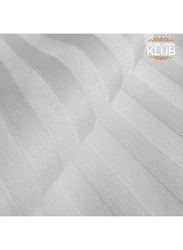 Hotel Linen Klub Deyarco Microfiber Stripe Super Soft Fabric Soft Comfort Double Mattress Topper 500GSM Soft, Firm & Extra Thick Fiber sheet with 4 Sides Elastic Bands, Double, White