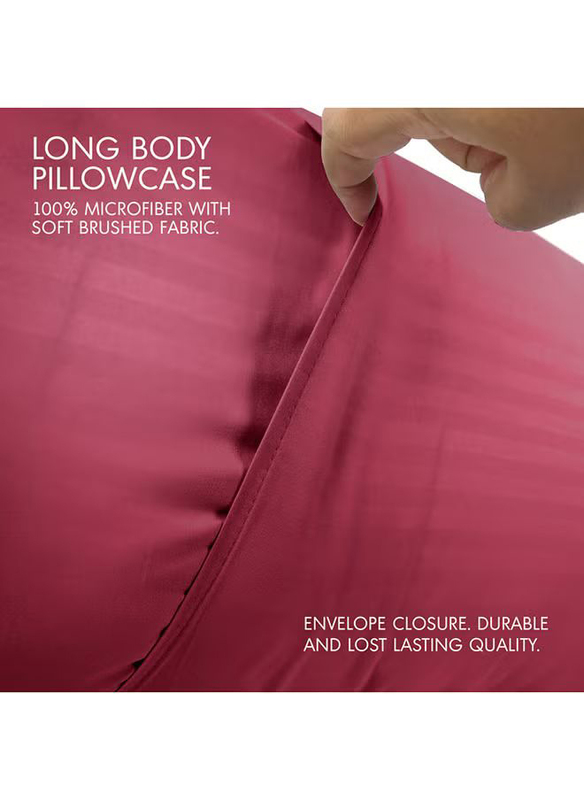 Hotel Linen Klub Soft & Durable Quality 100% Microfiber with Envelope Closure Long Body Stripe Pillowcase, Maroon