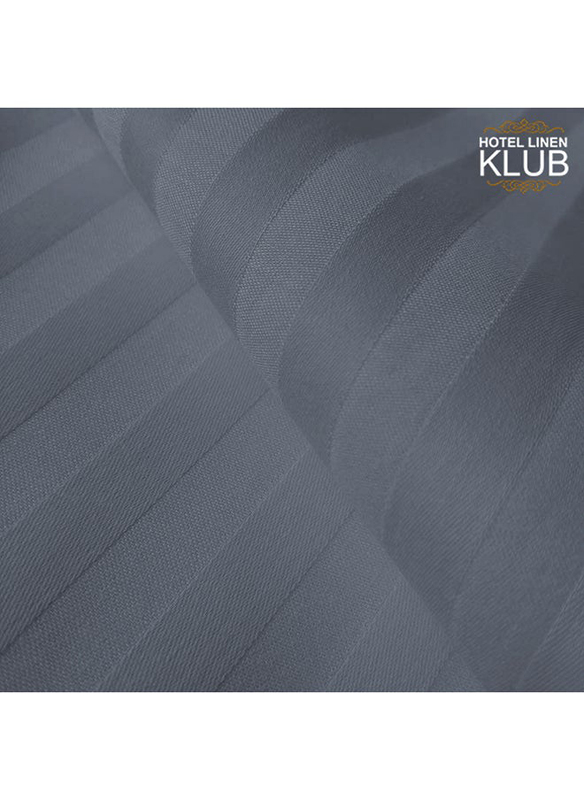 Hotel Linen Klub 85GSM Microfiber Stripe Super Soft Fabric and 500GSM Soft Firm and Extra Thick Fibersheet and Highly Elastic Bands Mattress Topper, Single, Dark Grey