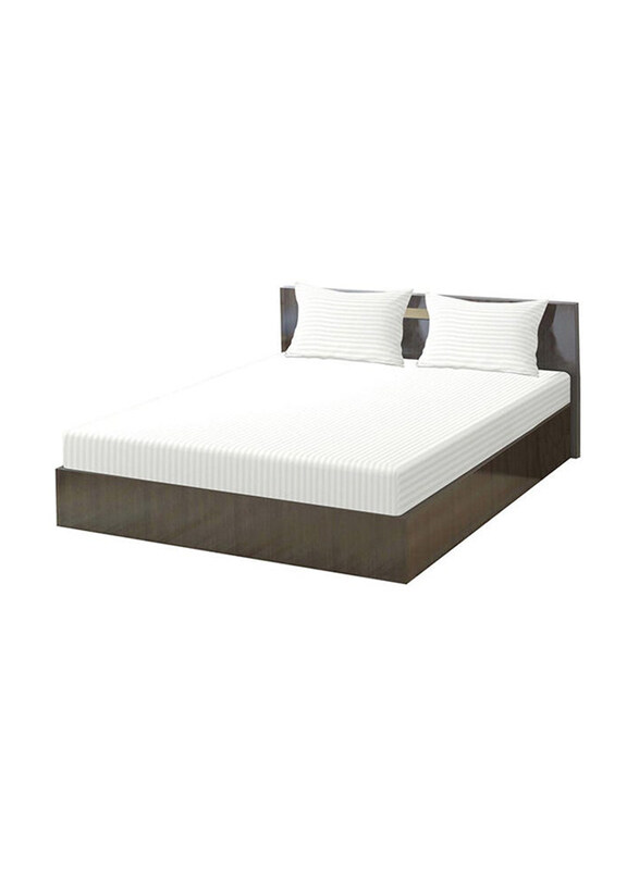 

Hotel Linen Klub Stripe Microfiber White Fitted Sheet, Super King, White