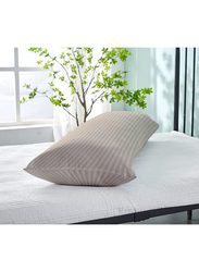 Krude 100% Polyester Breathable & Ultra Soft Long Body Fabric Pillow 85 GSM Microfiber Stripe Super Soft, Beige