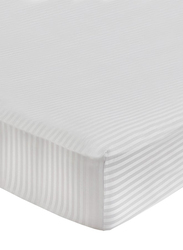 Hotel Linen Klub Fitted Striped Bed Sheet Cotton, Queen, White