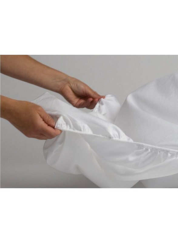 Hotel Linen Klub Deyarco Fitted Sheet 350TC 100% Long Staple Sateen Waeve Luxurious Quality With Elasticized Deep Pocket Cotton, Super King, White