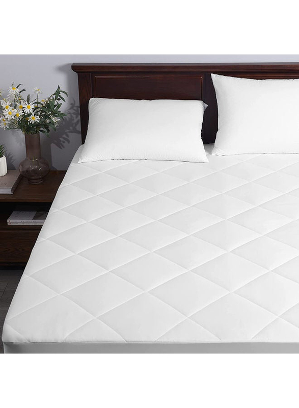 Hotel Linen Klub 100 GSM Polyester 144TC PC Quilted Mattress Protector Cotton, White