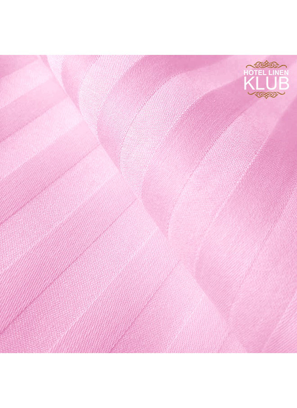 Hotel Linen Klub 85GSM Microfiber Stripe Super Soft Fabric and 500GSM Soft Firm and Extra Thick Fibersheet and Highly Elastic Bands Mattress Topper, Single, Pink