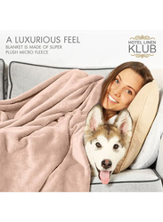 Hotel Linen Klub Micro Fleece Flannel 260 GSM Super Plush & Comfy Throw Blanket, Double, Cream