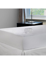 Hotel Linen Klub 100 GSM Cotton 100% PVC Film With Extra Deep Pocket Water Proof Terry Mattress Protector Cotton, White