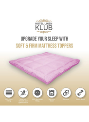 Hotel Linen Klub 85GSM Microfiber Stripe Super Soft Mattress Topper with Extra Thick Fibersheet and Highly Elastic Bands, Super King, Pink