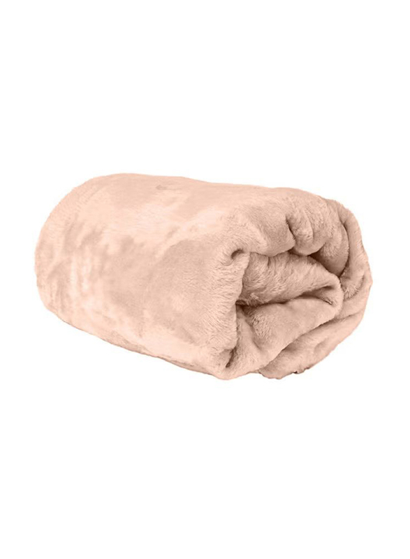 Hotel Linen Klub Micro Fleece Flannel 260 GSM Super Plush & Comfy Throw Blanket, Double, Cream