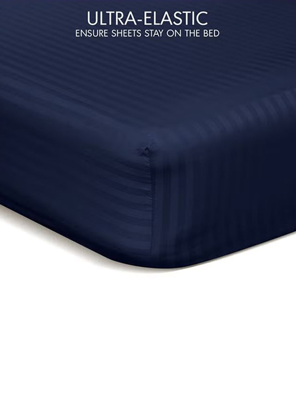 Hotel Linen Klub Soft Fiber sheet Filling Ultra Soft Brushed Stripe Microfiber Fabric Down Alternative Comforter Set, Single, Navy Blue