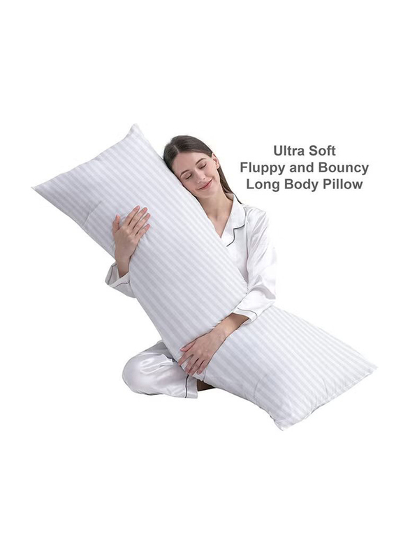 Krude 100% Polyester Breathable & Ultra Soft Long Body Fabric Pillow 85 GSM Microfiber Stripe Super Soft, Dark Grey