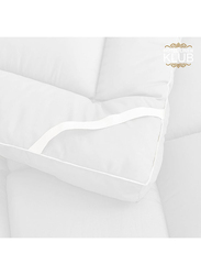 Hotel Linen Klub 100% Cotton 233TC Down Proof Fabric with Piping and 4 Highly Elastic Bands 500GSM Soft and Firm Fiber Mattress Topper, King, White