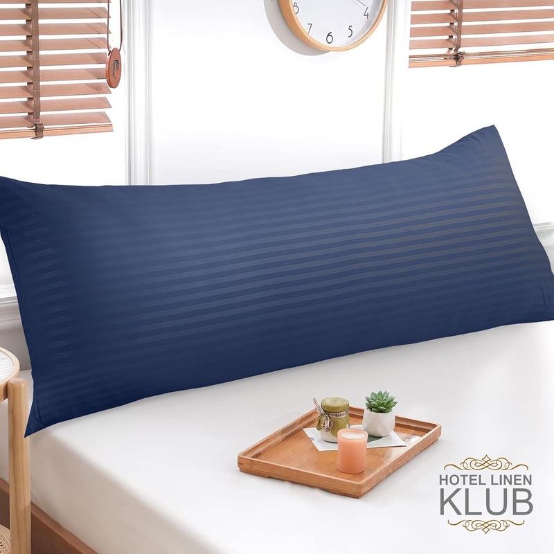 Hotel Linen Klub Long Body Pillowcase with Envelope Closure, Navy Blue