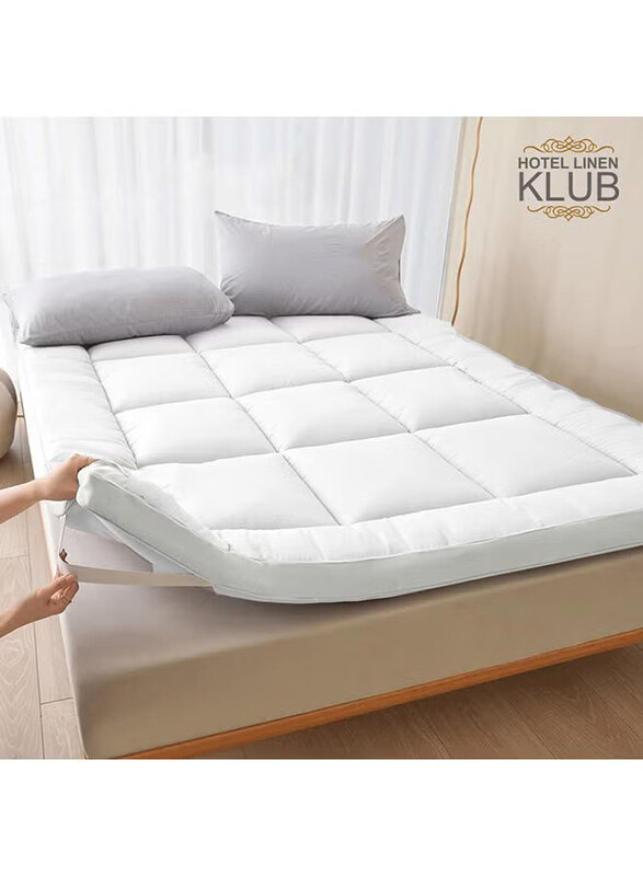 

Hotel Linen Klub 100% Soft Fiber Sheet Filling Microfiber Mattress Topper, Double, White