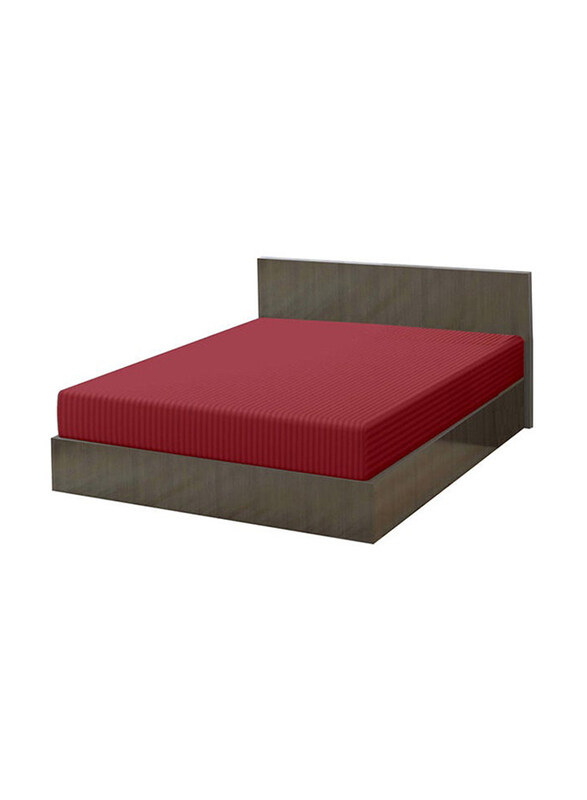 

Hotel Linen Klub Stripe Microfiber Maroon Fitted Sheet, King, White