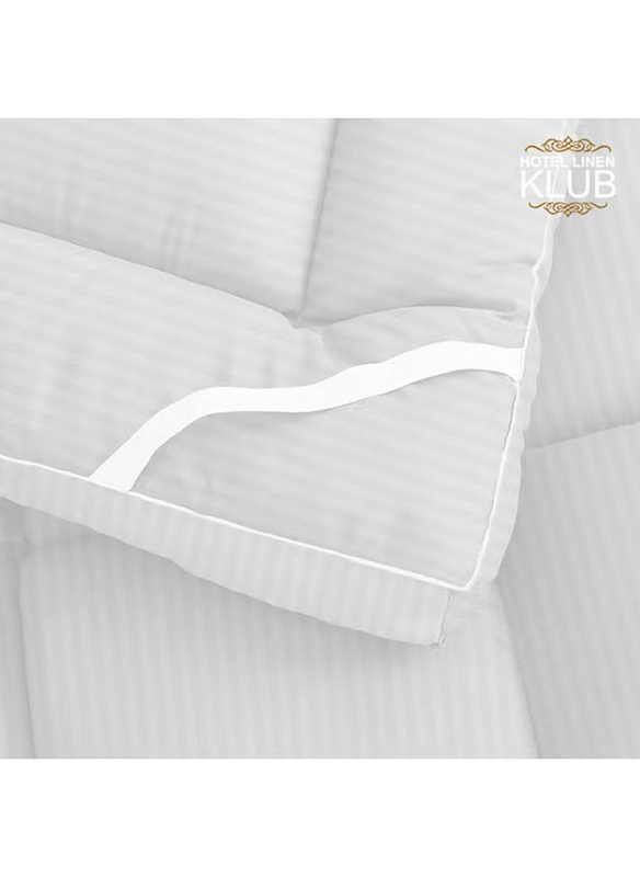 Hotel Linen Klub Deyarco Microfiber Stripe Super Soft Fabric Soft Comfort Double Mattress Topper 500GSM Soft, Firm & Extra Thick Fiber sheet with 4 Sides Elastic Bands, Double, White