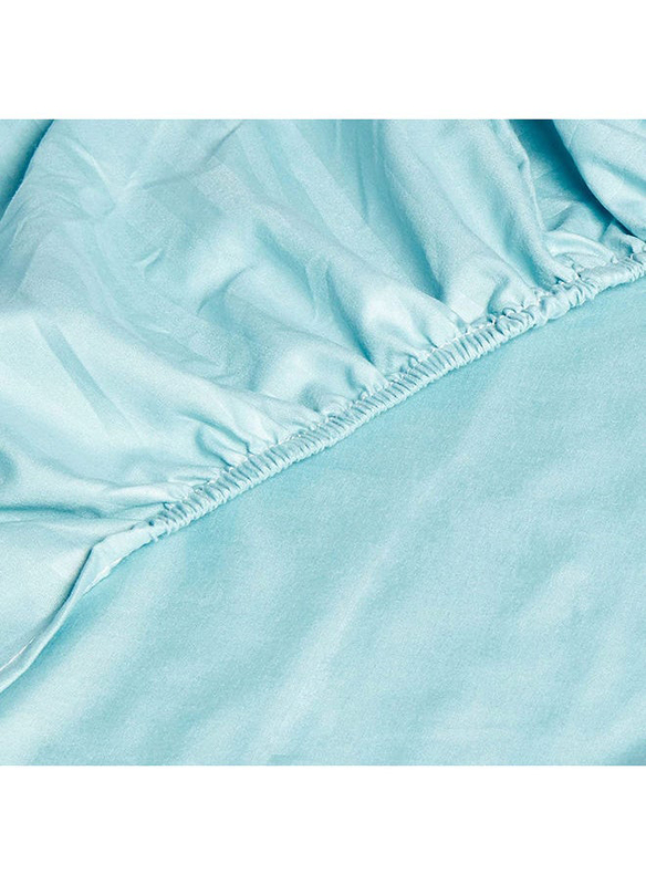 Hotel Linen Klub Soft Comfort Stripe Microfiber AQUA Fitted Sheet, King, Aqua Blue