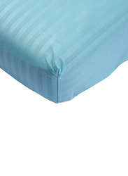 Hotel Linen Klub Soft Comfort Stripe Microfiber AQUA Fitted Sheet, King, Aqua Blue