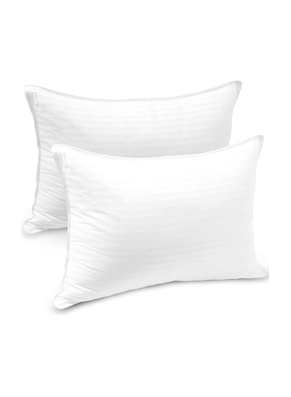 Hotel Linen Klub 2-Piece 250Tc Sateen Stripe Pillow Set, White