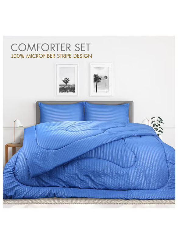 Hotel Linen Klub 3-Piece Comforter Set, 1 Comforter + 1 Flat Sheet + 1 Pillow Covers, Single, Royal Blue