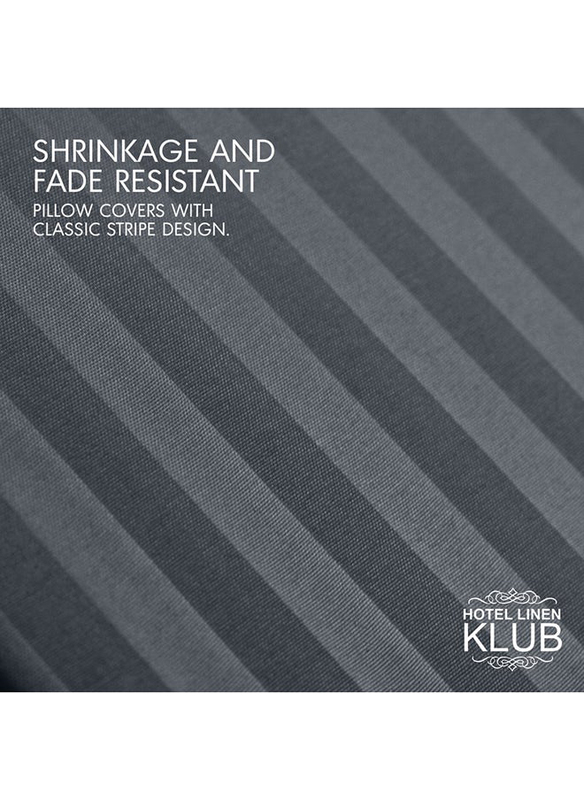 Hotel Linen Klub Hotel Linen Klub Long Body Stripe Pillowcase, Dark Grey