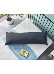 Krude 100% Polyester Breathable & Ultra Soft Long Body Fabric Pillow 85 GSM Microfiber Stripe Super Soft, Dark Grey