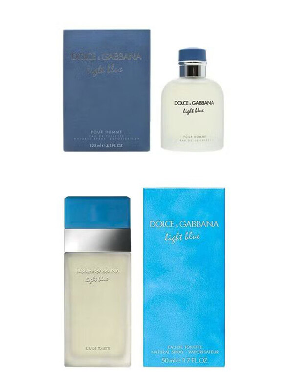 

Dolce & Gabbana 2-Piece Gift Set Unisex Light Blue Women 100ml EDT Perfume, Light Blue Men 125ml EDT Perfume