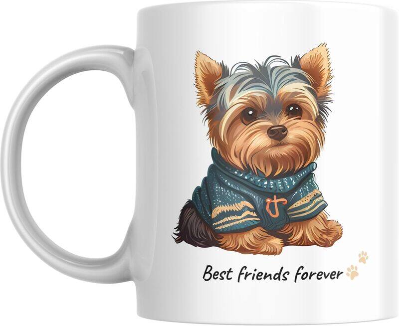 

SIESTASAFARI Adorable Best Friends Forever Dog Lover Coffee Mug with Miniature Teacup Dog Print, Gift for Dog Lover, Friend