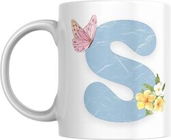 Floral Butterfly Alphabet Coffee Mug, Select Your Alphabet Letter, Gift for Women, Wife, Sister, Niece, Grandma, Friend (S)