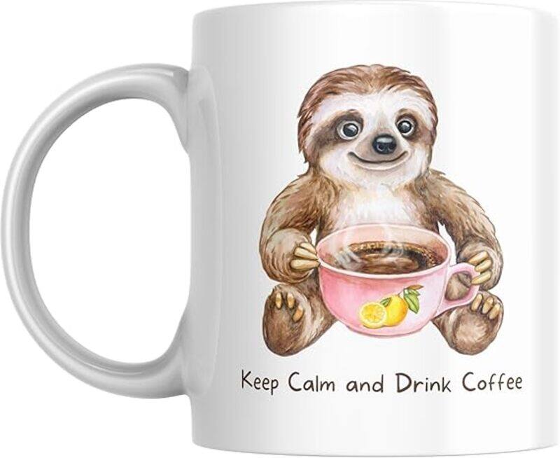

SIESTASAFARI Keep Calm and Drink Coffee Sloth Mug, 11 oz, Funny Mug, Gift for Birthday, Retirement, Boss, Colleague, House Warming, Friend