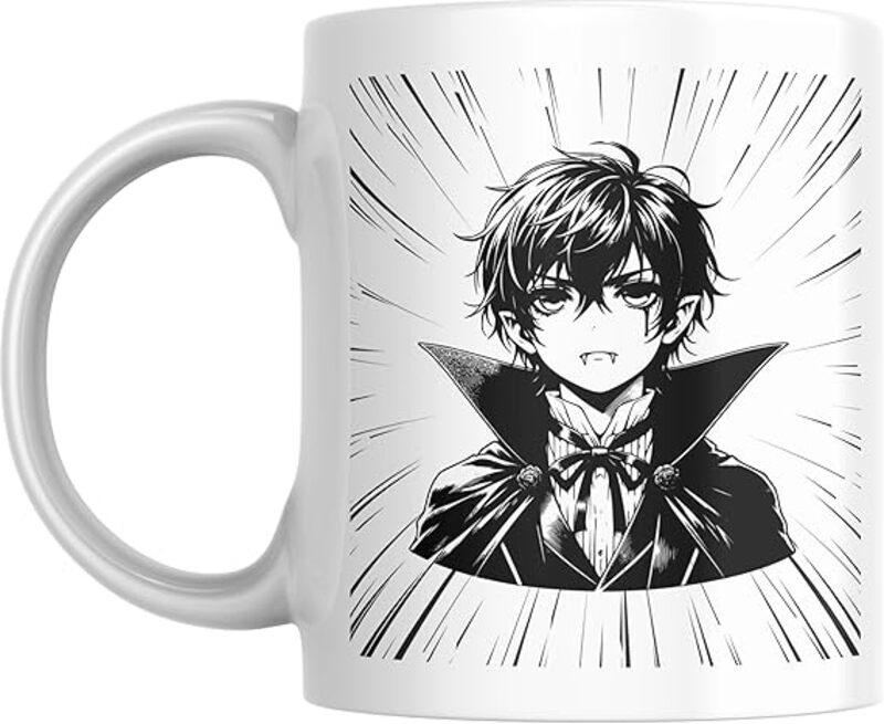 Kaiju Anime Coffee Mug, White, Vampire Manga Design