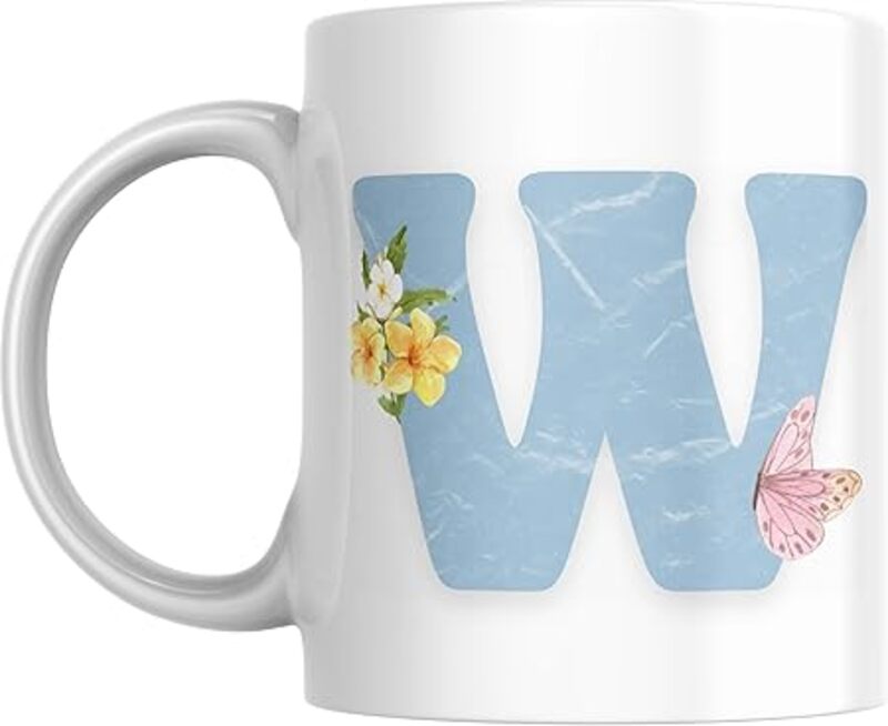 

SIESTASAFARI Floral Butterfly Alphabet Coffee Mug, Select Your Alphabet Letter, Gift for Women, Wife, Sister, Niece, Grandma, Friend (W)