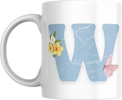 Floral Butterfly Alphabet Coffee Mug, Select Your Alphabet Letter, Gift for Women, Wife, Sister, Niece, Grandma, Friend (W)