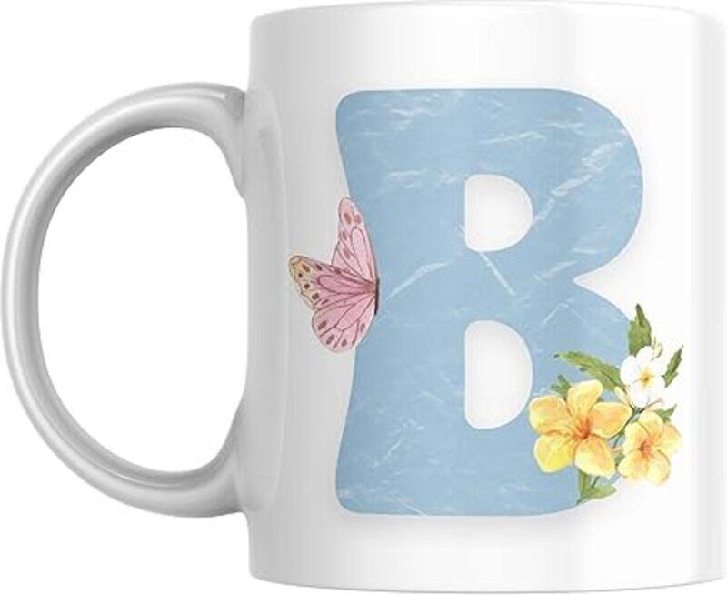 

SIESTASAFARI Floral Butterfly Alphabet Coffee Mug, Select Your Alphabet Letter, Gift for Women, Wife, Sister, Niece, Grandma, Friend (B)