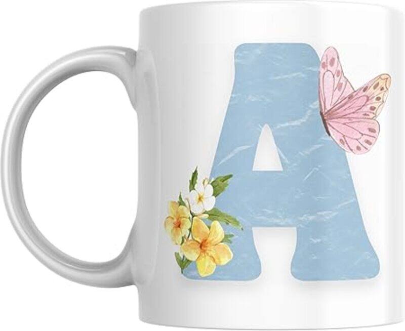 

SIESTASAFARI Floral Butterfly Alphabet Coffee Mug, Select Your Alphabet Letter, Gift for Women, Wife, Sister, Niece, Grandma, Friend (A)