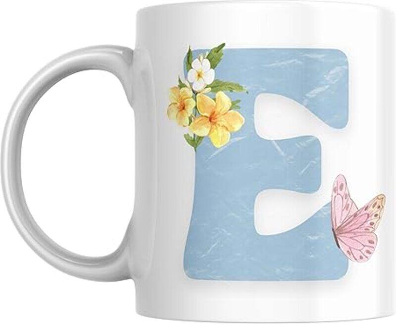 

SIESTASAFARI Floral Butterfly Alphabet Coffee Mug, Select Your Alphabet Letter, Gift for Women, Wife, Sister, Niece, Grandma, Friend (E)