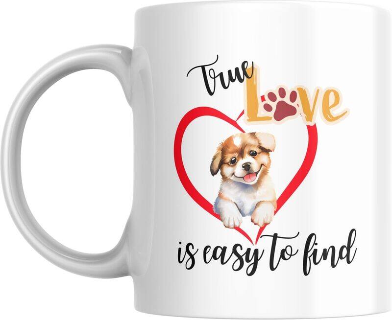 

SIESTASAFARI True Love Is Easy Coffee Mug - For Dog Lovers, Puppy Lovers, Pet Owners. Gift Cup for Coffee, Tea.