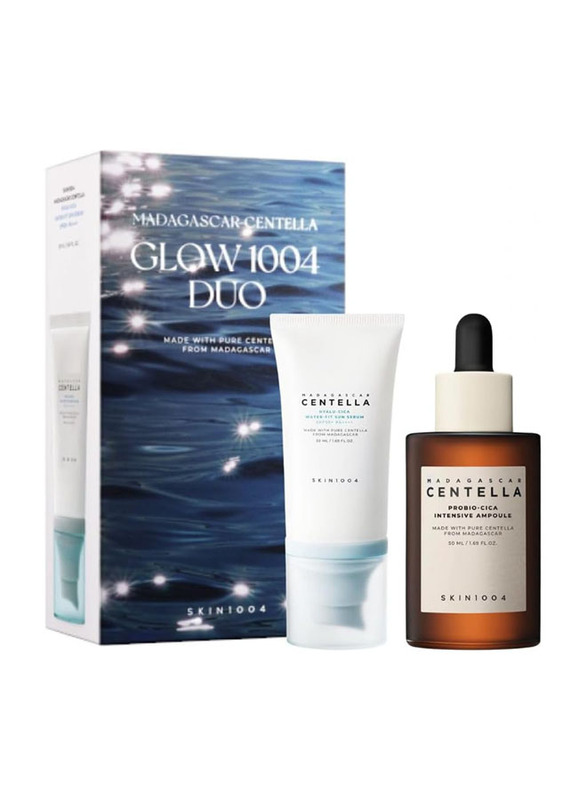 SKIN1004 Madagascar Centella Glow 1004 Duo (Probio-Cica Intensive Ampoule + Hyalu-Cica Water-Fit Sun Serum SPF50+ PA++++), Set