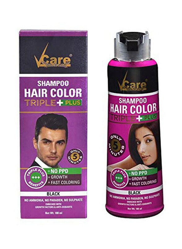 

Vcare Hair Colour Triple Plus Shampoo, 2 x 180ml, Black