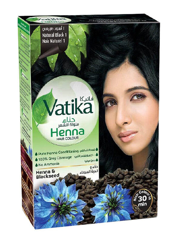 

Dabur Natural Black Henna Hair Color 100% Grey Coverage No Ammonia, 6 x 10gm, Natural Black