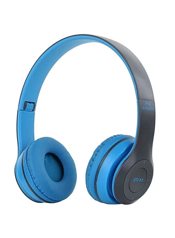 

Generic P47 Bluetooth Wireless Over-Ear Headphones with Mic, Blue/Black
