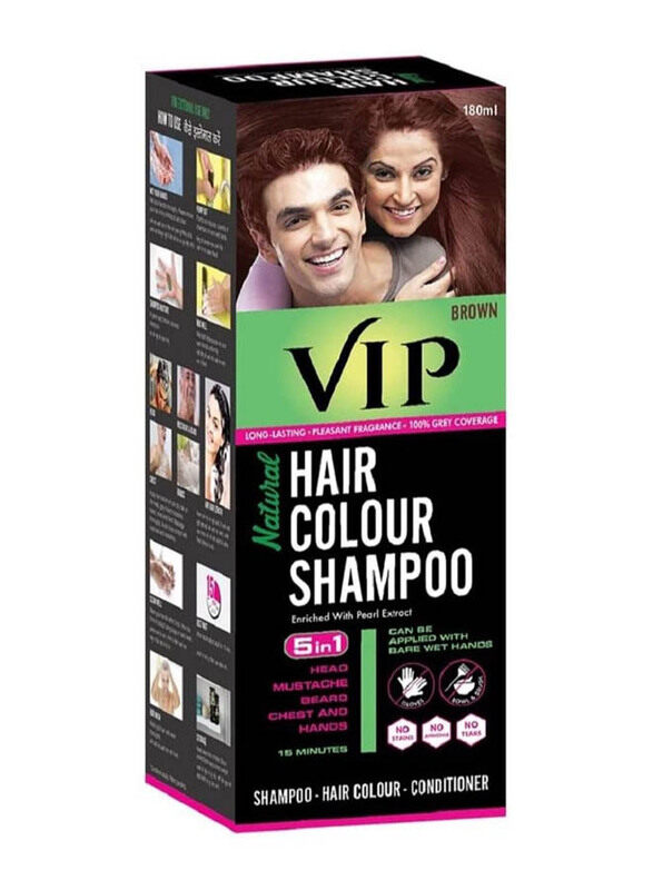 

VIP 5-in-1 Hair Colour Shampoo, 180ml, Brown